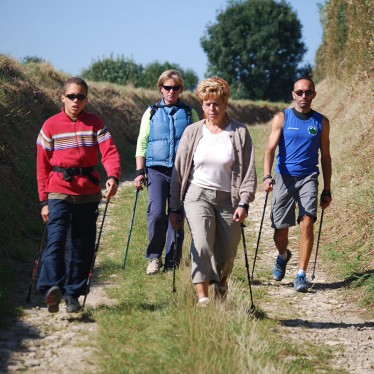 Image of Nordic walkers in the sunshine